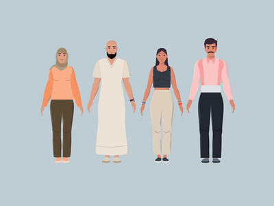 Clover Learning character set. Arabic and Hindu Characters 2d animation anatomy animation arab character animation character design character set clothing explainer video flat character full height hindu human face illustration motion graphics nationality people promotional video rigging skin color