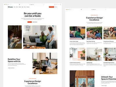 Interior Design Landing Page · Koala UI [V2.5] branding clean design features section figma hero section koala koalaui landing landing page modern product design ui ui design web website