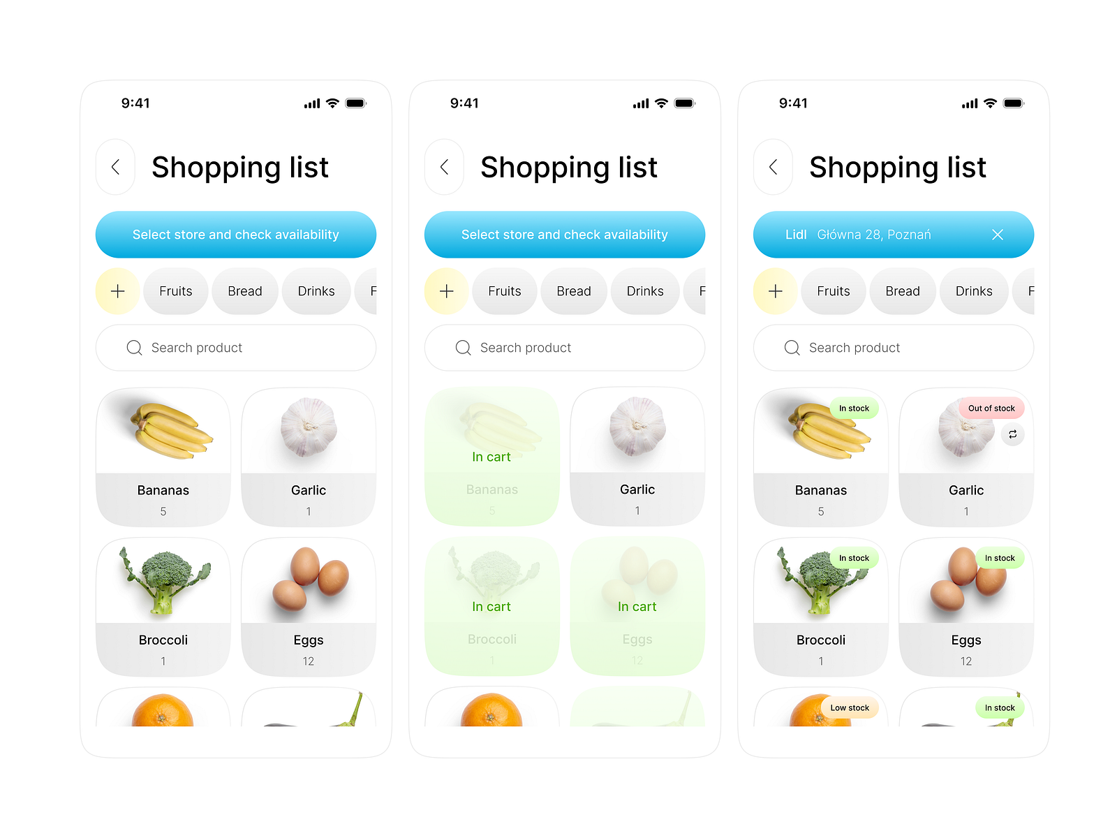 UI/UX | Shopping list compatible with shopping cart by Irmina Sawicka ...