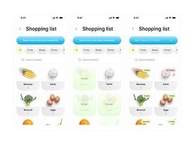 UI/UX | Shopping list compatible with shopping cart cart ecommerce list list screen mobile app shopping app shopping cart shopping list ui ux