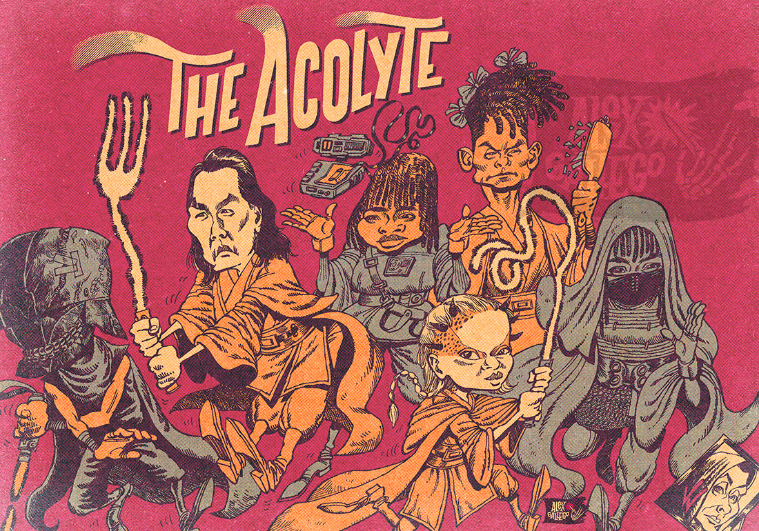 Example of The Acolyte caricature poster