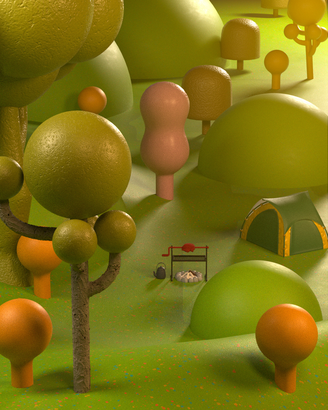 Forest 🌳 - Morning 3d camping cinema4d forest mountain octanerender tree trees