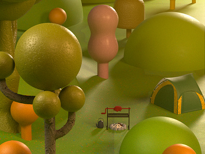 Forest 🌳 - Morning 3d camping cinema4d forest mountain octanerender tree trees