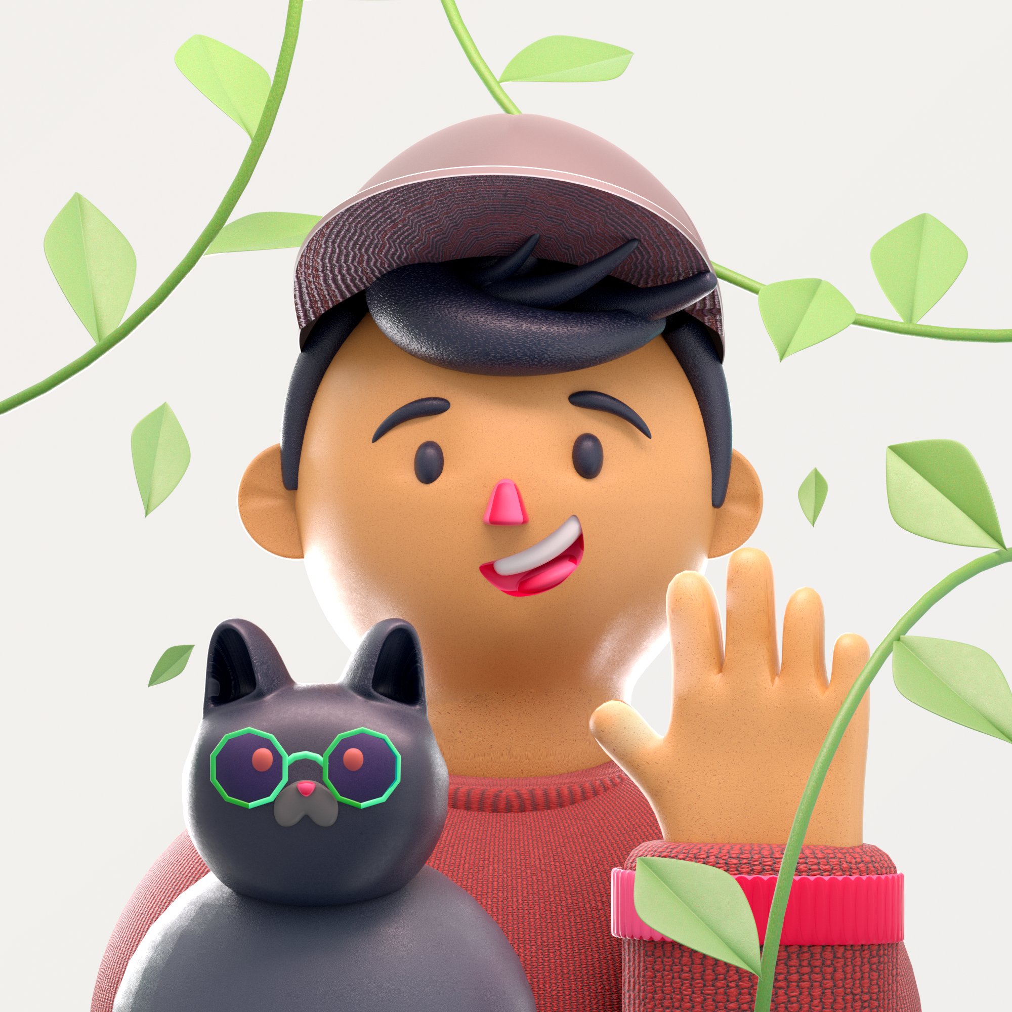 Hi I'm Walt (: 3d 3d character c4d cat character cinema4d happy octane person portrait render user
