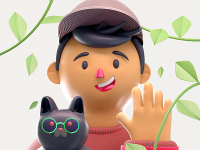 Hi I'm Walt (: 3d c4d cat character cinema4d happy octane person portrait render