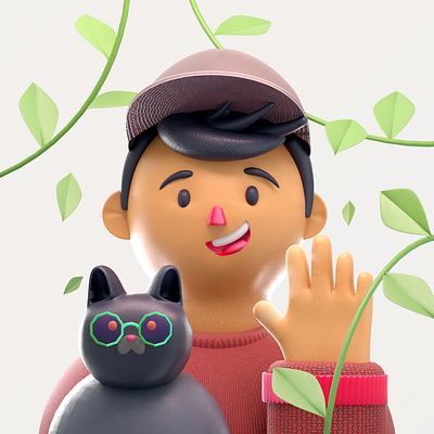 Hi I'm Walt (: 3d c4d cat character cinema4d happy octane person portrait render