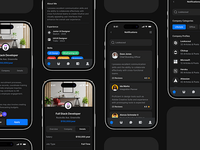 Mobile Jobs - Lookscout Design System android app application clean dark design design system ios layout mobile responsive ui user interface ux