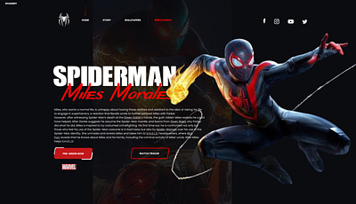Spider-man(Miles Morales) Desktop Game page branding design graphic design illustration ui vector