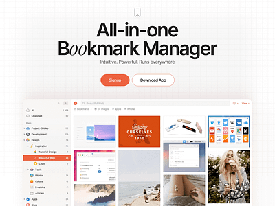 Bookmarking Manager - UI Assignment app bookmark grid manager ui ux web design website