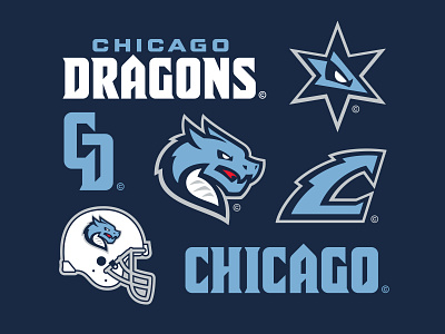 20/32 – Chicago Dragons branding chicago design dragons flash sheet football illinois illustration logo sports sports branding typography