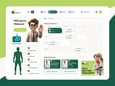 Service for monitoring health body care body dashboard health mental mental care mental health ui