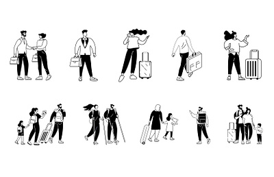 Business Travel adventure business business illustration character characters doodle family glyph hand drawn icon illustration line meeting minimalist people snow tourist travel vector website