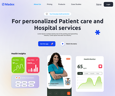 Madex | SAAS HealthTech Product Website Landing Page 🚀 app healthtech interactiondesign landing page medical medicine uiux website