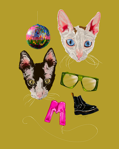 Cats and Things art cats color custom illustration disco doc. martins graphic design illustration