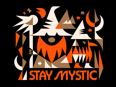Stay Mystic beard bird crow dark fantasy fantasy gnome icon illustration illustrator logo magic medieval moon mystic nature raven stars symbol typography wizard