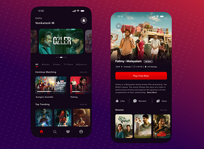 Movie Streaming App UI Design app design figma graphic design movie photoshop ui user experience user interface ux visual design website