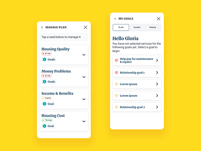 Thrive ➱ Mobile ➱ Manage Plan and Goals clean design minimalism product design