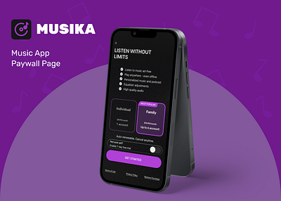 Musika: Music App Paywall Page design figma graphic design music musika paywall ui