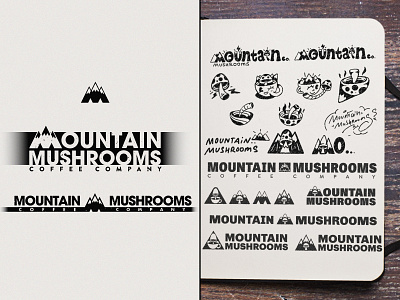 Mountain Mushroom Logo Branding adobe illustrator branding coffee coffee brand graphic design icon iconography logo logofolio logotype mark mushroom