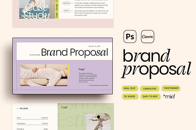 MIEL Brand Proposal Social Media Team Strategy brand designer brand strategy branding presentation project management proposal design proposal template proposal template canva