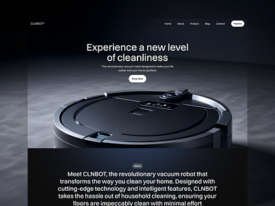 CLNBOT - Smarthome Landing Page clean design landing page minimalist modern shop smarthome ui ui design ux vacuum cleaner vacuum robot vacuum robot cleaner web web design website