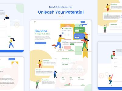 GDSC Webpage blue branding calendar club clubs coding color colour developer graphic design green join logo red sign up student ui webpage website yellow