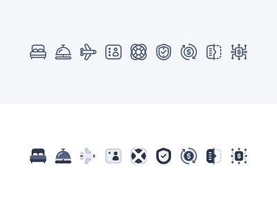 HTS FAQ Partner Icons flight help hopper hotel hts icon iconography illustration support travel