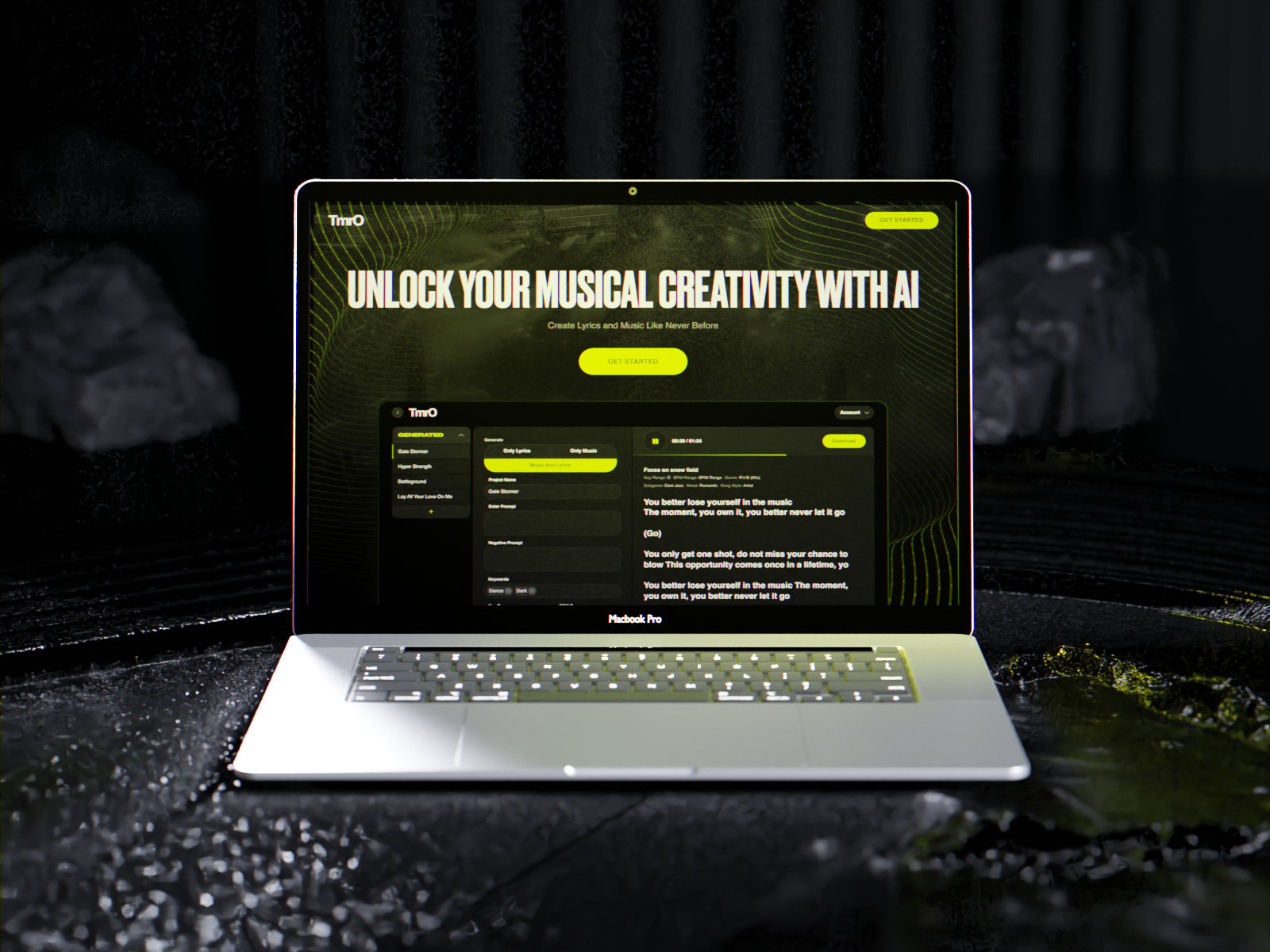 AI Lyric Generation Tool abstract ai animation app concept creative digital figma mobile design modern typography ui uiux design user interface ux vector web app webdesign website website design