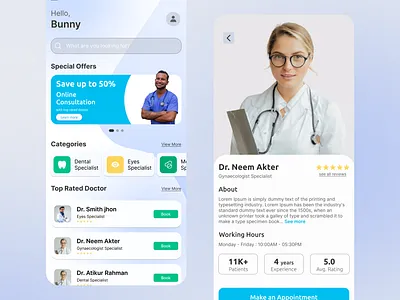 Medical booking app UI interface anik ux anikux app design healthtech interactiondesign landingpage medical uiux website
