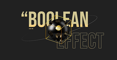 Boolean Effect Animation-Ball 3d animation ball black boolean effect gold metals spline ui