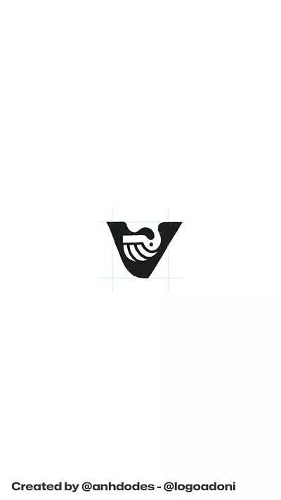 Letter V whale ocean animal typography logo for sale 3d anhdodes animation branding design graphic design illustration logo logo design logo designer logodesign minimalist logo minimalist logo design motion graphics ui whale logo