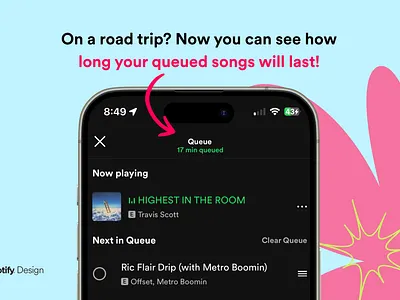 Spotify Queue Duration app branding graphic design product product design spotify ui ux