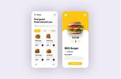Food Delivery App Concept app burger ui delivery dribbble food delivery app food food delivery app food delivery ui home ui app iphone price ui simple ui two page ui yellow