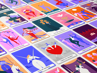 12Signs Tarot Cards: Modern Mysticism Unveiled 12signs blue character colorful graphic design illustration lunatique lunatique design mystic pink purple tarot tarot card tarot cards yellow