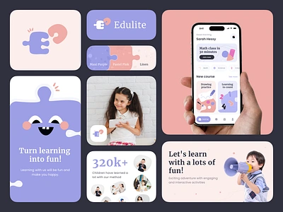 Branding Exploration - Edulite app branding character childern clean colors delightful design education fun illustration kids layout logo mascot pastel simple typography ui ux