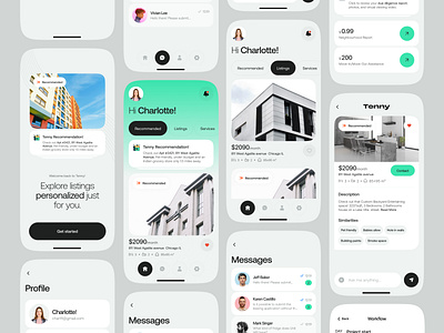 Tenny Real-estate Chatbot App ai ai app android app app ui artificial intelligence buy property chatbot clean house ios app landlord listing minimalist modern properties real estate sell property tenant ui ux