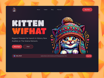 CAT WIFHAT MEME COIN base blockchain cat cat wifhat crypto meme design landing page meme meme coin meme token pepe presale solana trend ui website wifhat