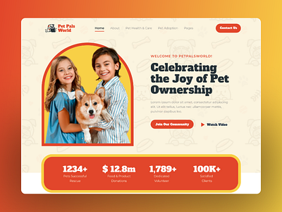 Pet Pals World - Pet Owner Website animal branding cat cute design dog homepage idea inspiration kids landingpage pet petshop ui ux website