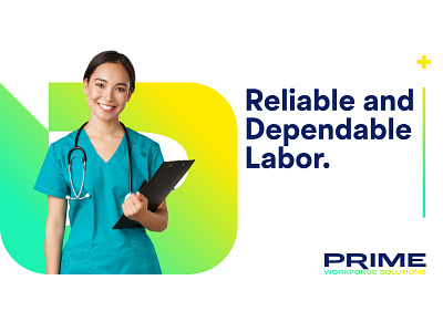 Prime Workforce Branding branding bright design green labour logo medical navy nurse workforce yellow