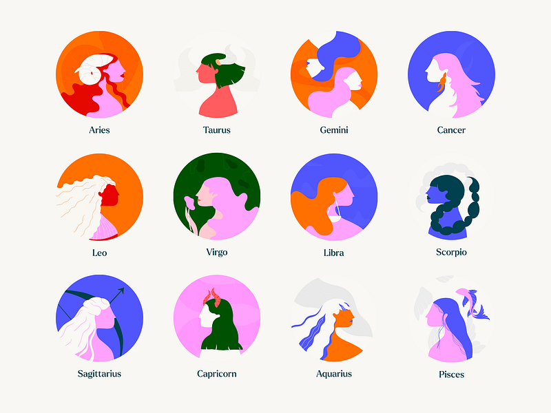 12Signs Zodiac Illustrations: A Modern Twist on Mysticism 12signs aquarius aries cancer capricorn gemini graphic design horoscope illustration leo libra lunatique lunatique design pisces sagittarius scorpio sign taurus virgo zodiac