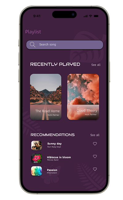 Refuge: Mental Wellness Playlist app design minimalism playlist ui ux