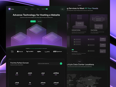 NEXA - Web Hosting Landing page bento clean feature footer hosting illustration landing page maps minimalism modern plan pricing simple testimonial ui ux web web design web hosting website