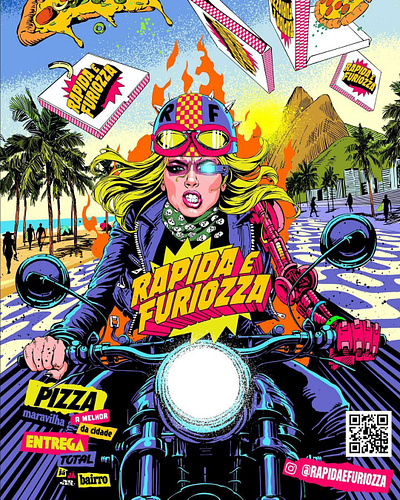 Pizza Delivery X Butcher Billy bold characters comic graphic packaging pizza women