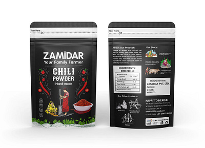 Red Chilli Powder Pouch Design box design branding chilli powder food packaging indian food indian spices label design logo design mirchi powder pouch design red chilli powder red chilli powder pouch spices packaging