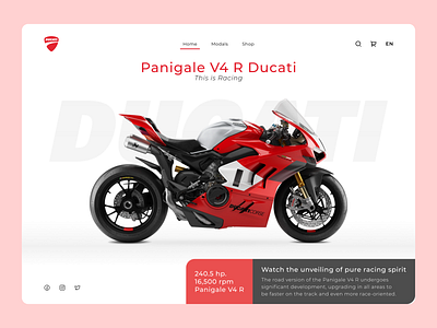 PanigaleV4 R Ducati This is Racing analytics bikes booking branding design ducati figma product showcase ui ux