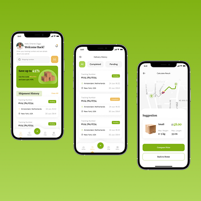 Parcel Booking App UI app design business logistics delivery notifications delivery tracking e commerce delivery express shipping figma intuitive design logistics app mobile app ui order history package management parcel delivery parcel services real time tracking shipping app ui ui design user interface design