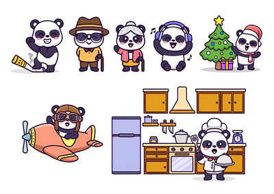 panda kawaii animation branding cartoon cute design illustration kawaii logo panda tshirt