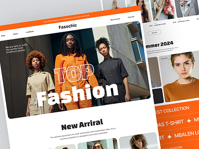 Top Fashion Full Landing Page UI app cloths company e commerce fashion fashion store figma landing page latest market minimal product shopping simple style trendy ui user interface ux website