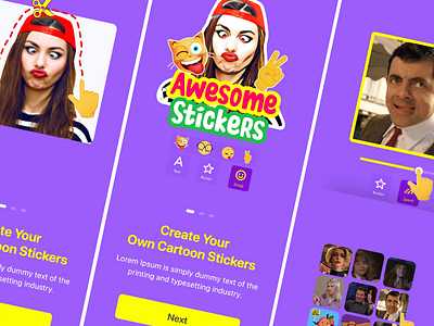 Sticker Maker App Onboarding Animation animation app app onboard app onboard video appui aslamcga motion graphics onboard onboard animation onboard video sticker maker sticker maker animation sticker maker app uiux video