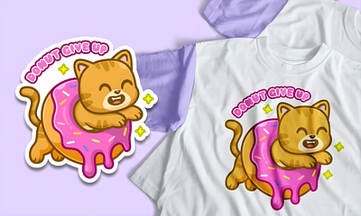 donut give up animation branding cartoon cute design illustration kawaii logo sticker tshirt